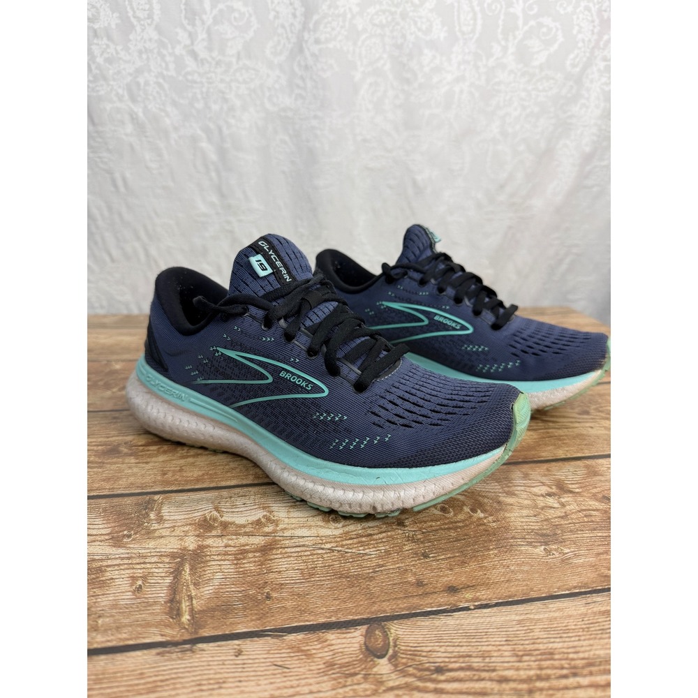 Brooks Womens 6.5 Blue Glycerin 19 Running Shoes Athletic Sneakers 1203431B473